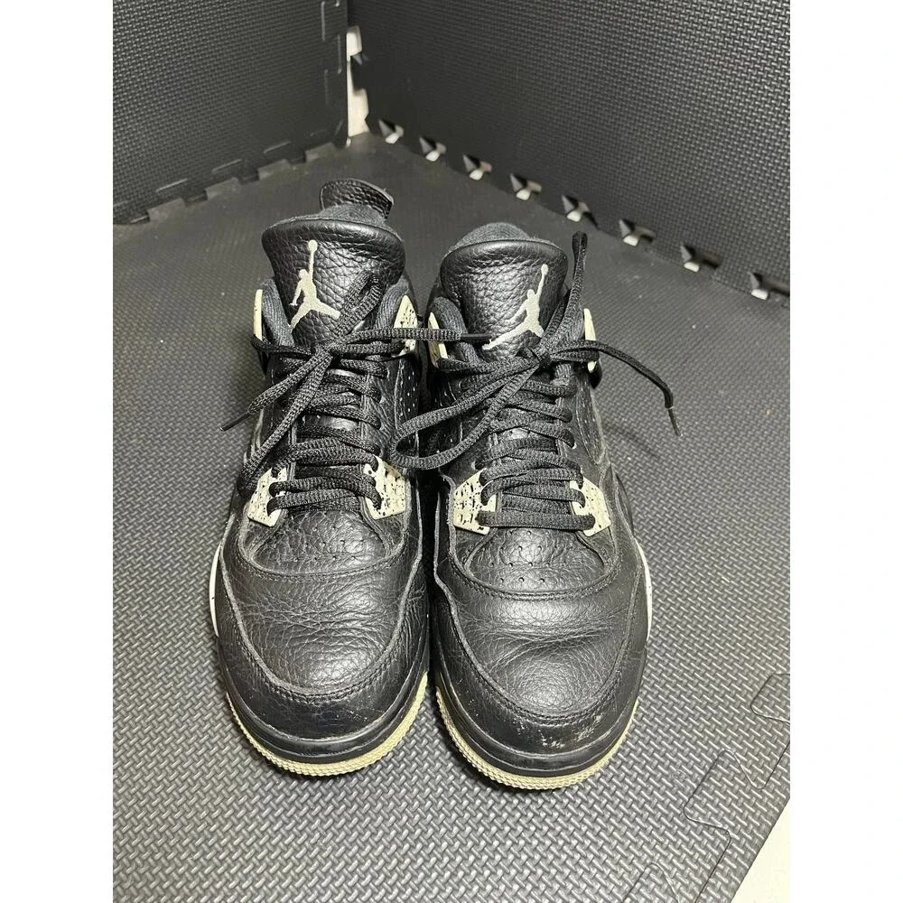 Jordan Air Jordan 4 Retro Mens 7.5 Black Oreo Tech Grey Leather 314254-003